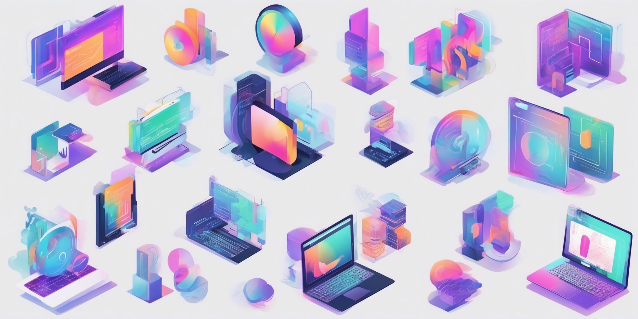 Software in illustration style with gradients and white background