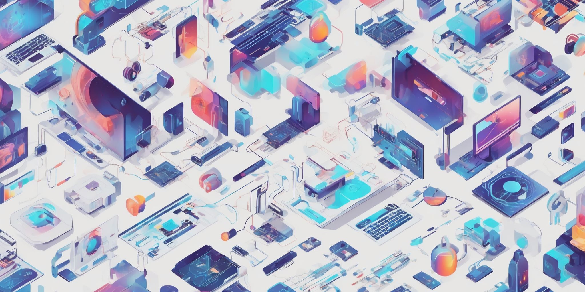 Tech in illustration style with gradients and white background