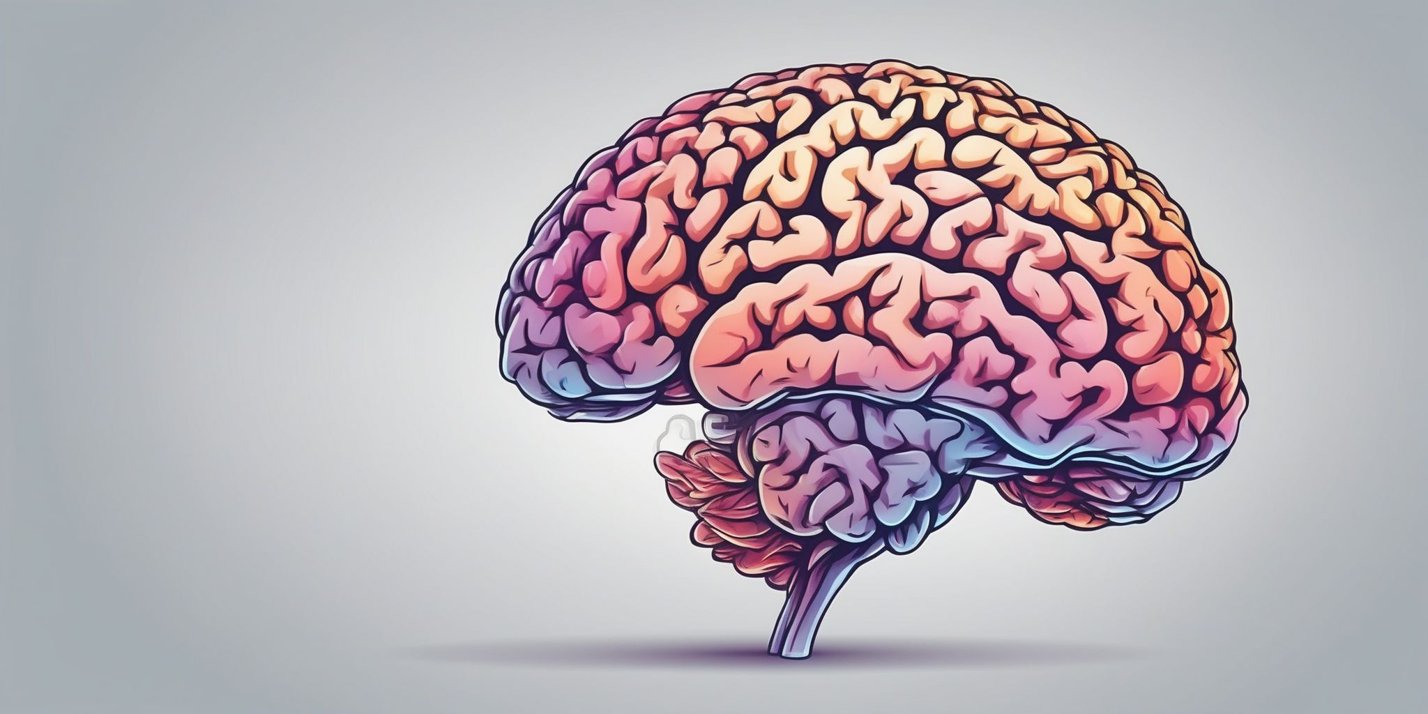 Brain in illustration style with gradients and white background