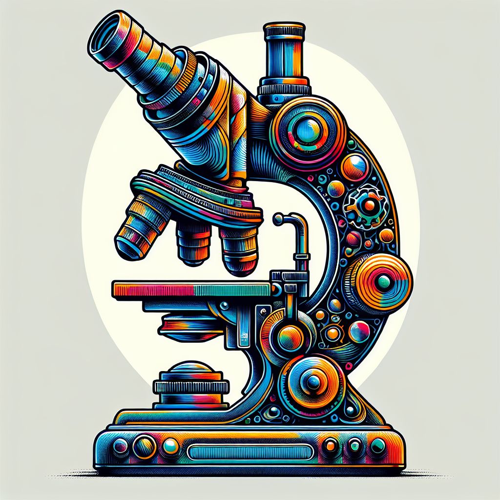 Microscope in illustration style with gradients and white background