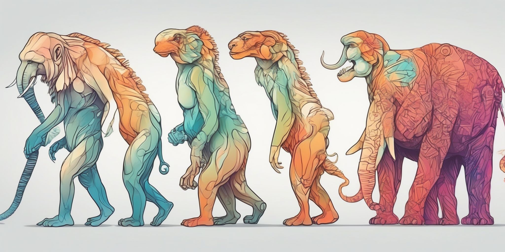 Evolution in illustration style with gradients and white background