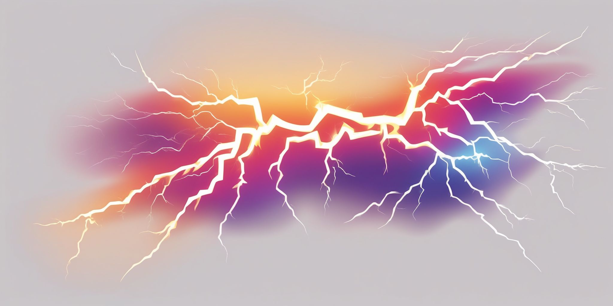 Lightning bolt in illustration style with gradients and white background