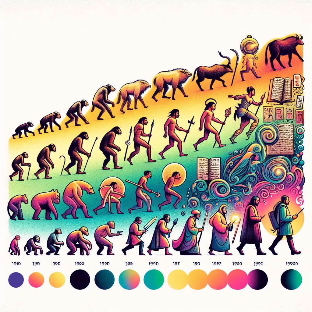 Evolution in illustration style with gradients and white background