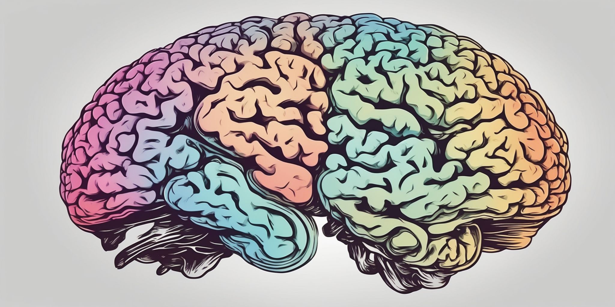 Brain in illustration style with gradients and white background