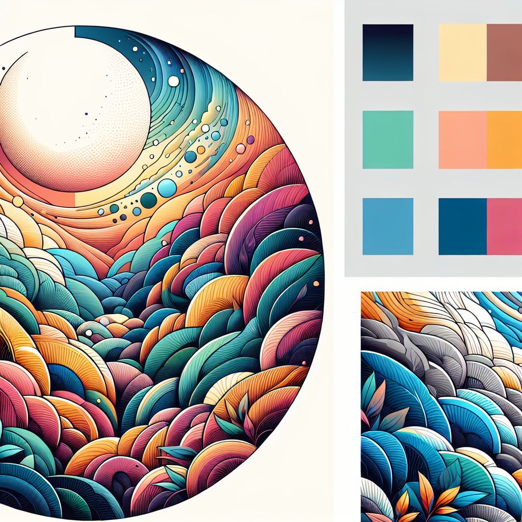 Canvas in illustration style with gradients and white background