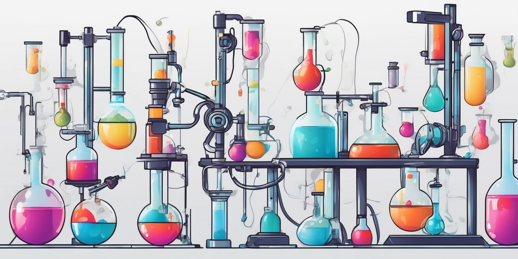 Lab experiment in illustration style with gradients and white background