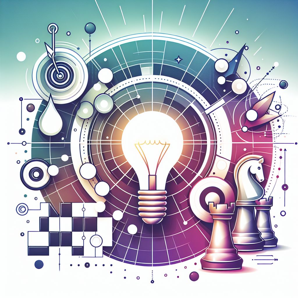 strategy in illustration style with gradients and white background