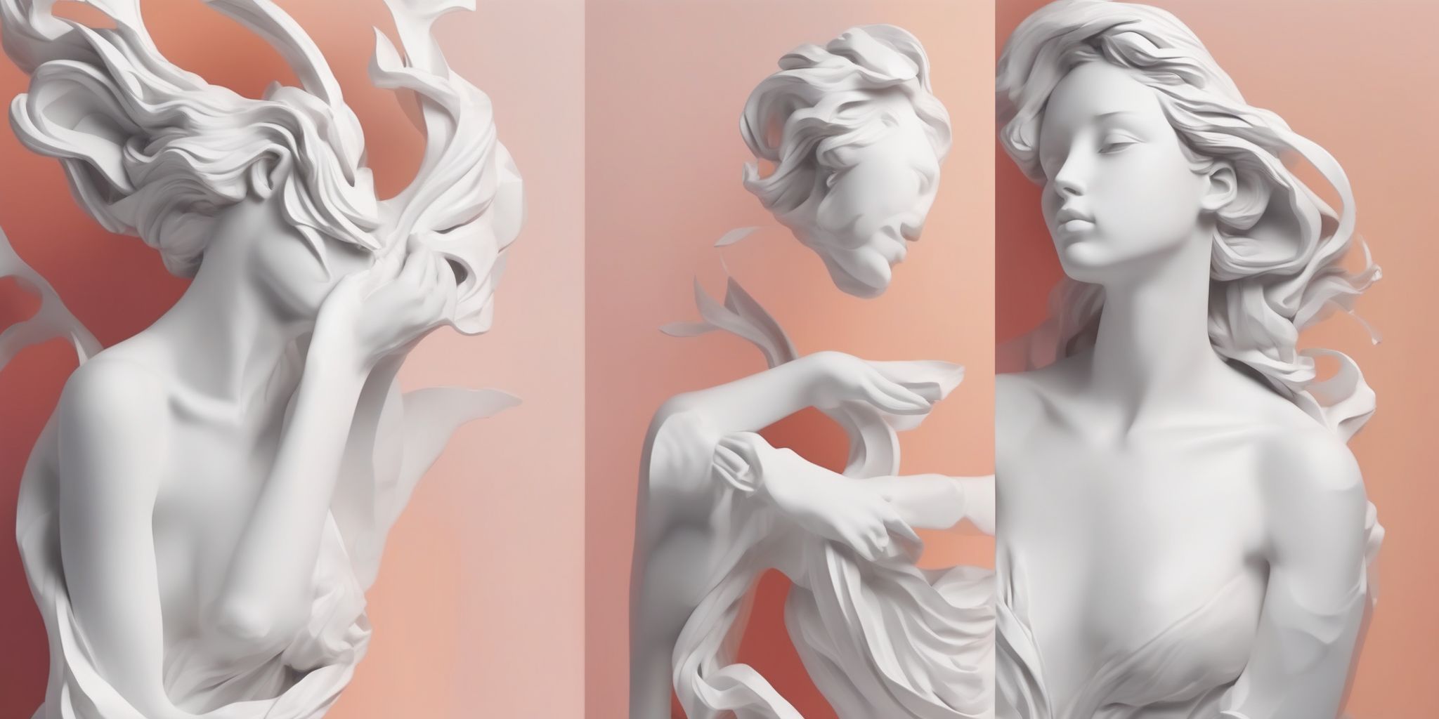 Sculpture in illustration style with gradients and white background