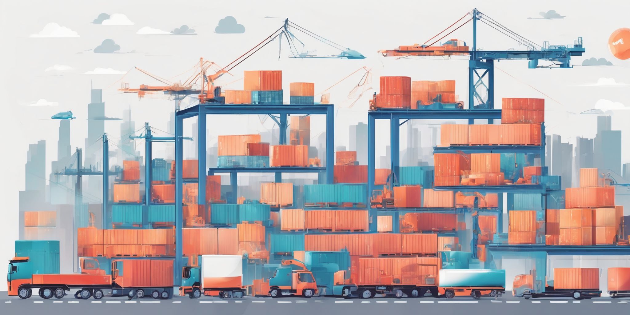 Supply chain in illustration style with gradients and white background