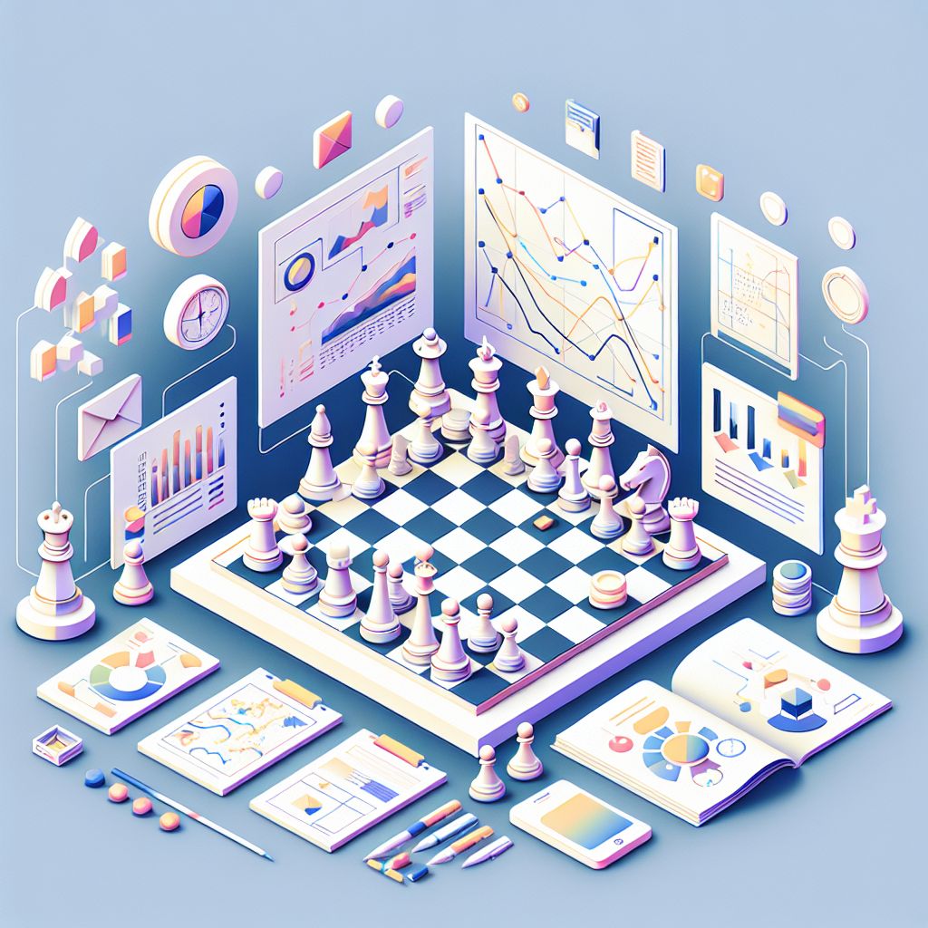 Strategy in illustration style with gradients and white background