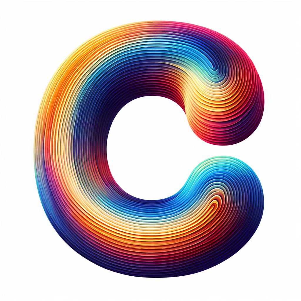C's in illustration style with gradients and white background
