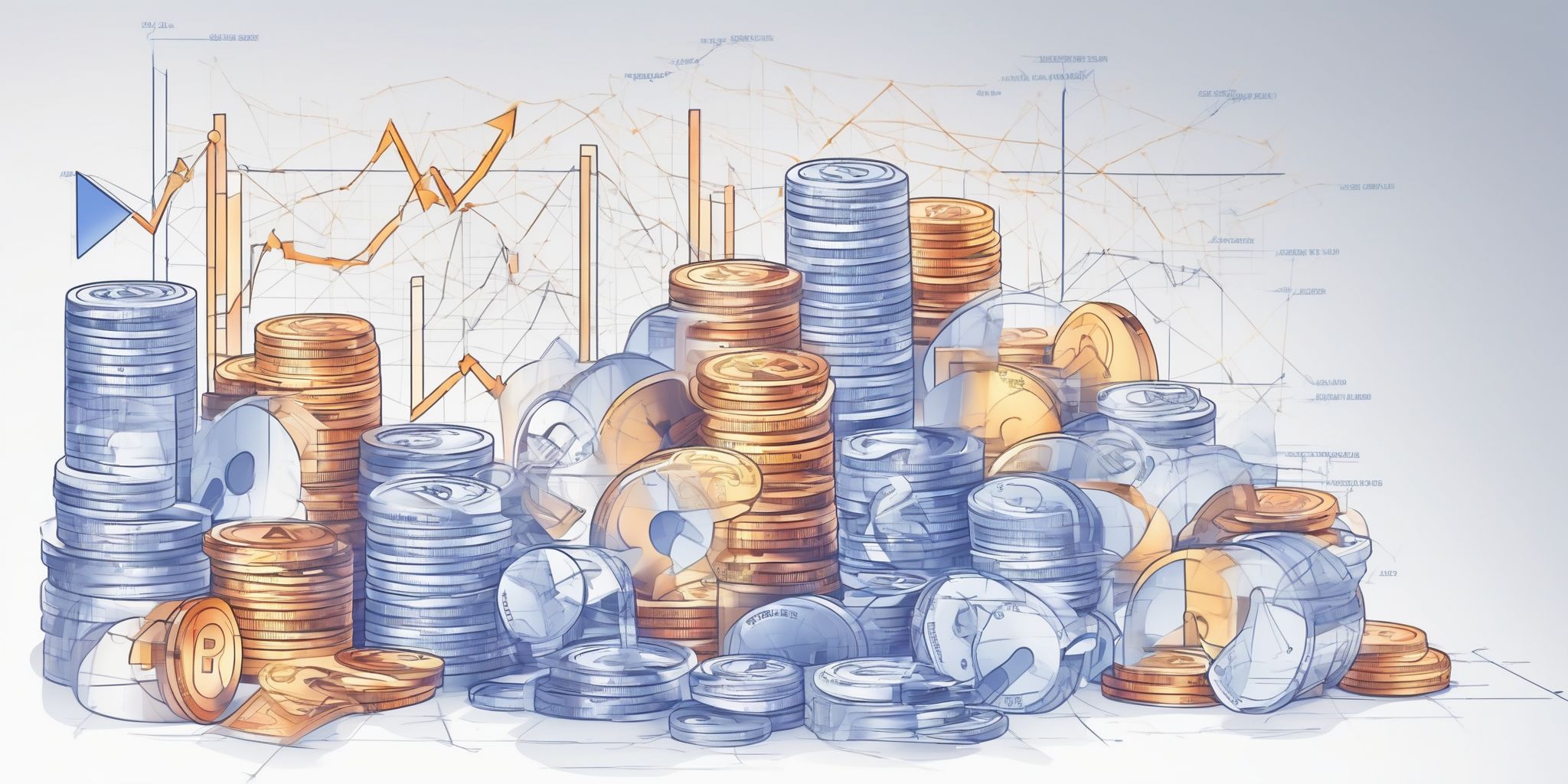 Financial blueprint in illustration style with gradients and white background