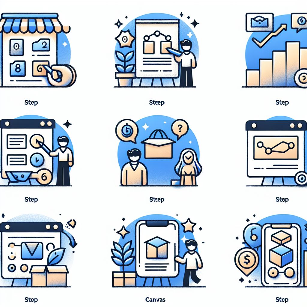 How do I start a canvas business model? in illustration style with gradients and white background