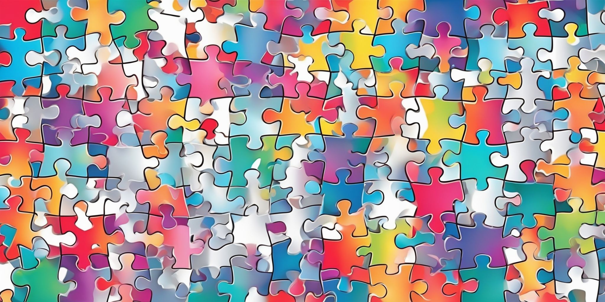 Jigsaw puzzle in illustration style with gradients and white background