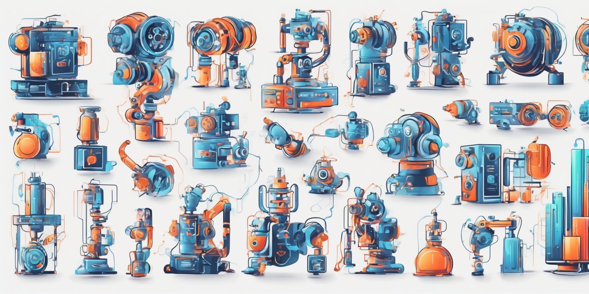 Automation in illustration style with gradients and white background