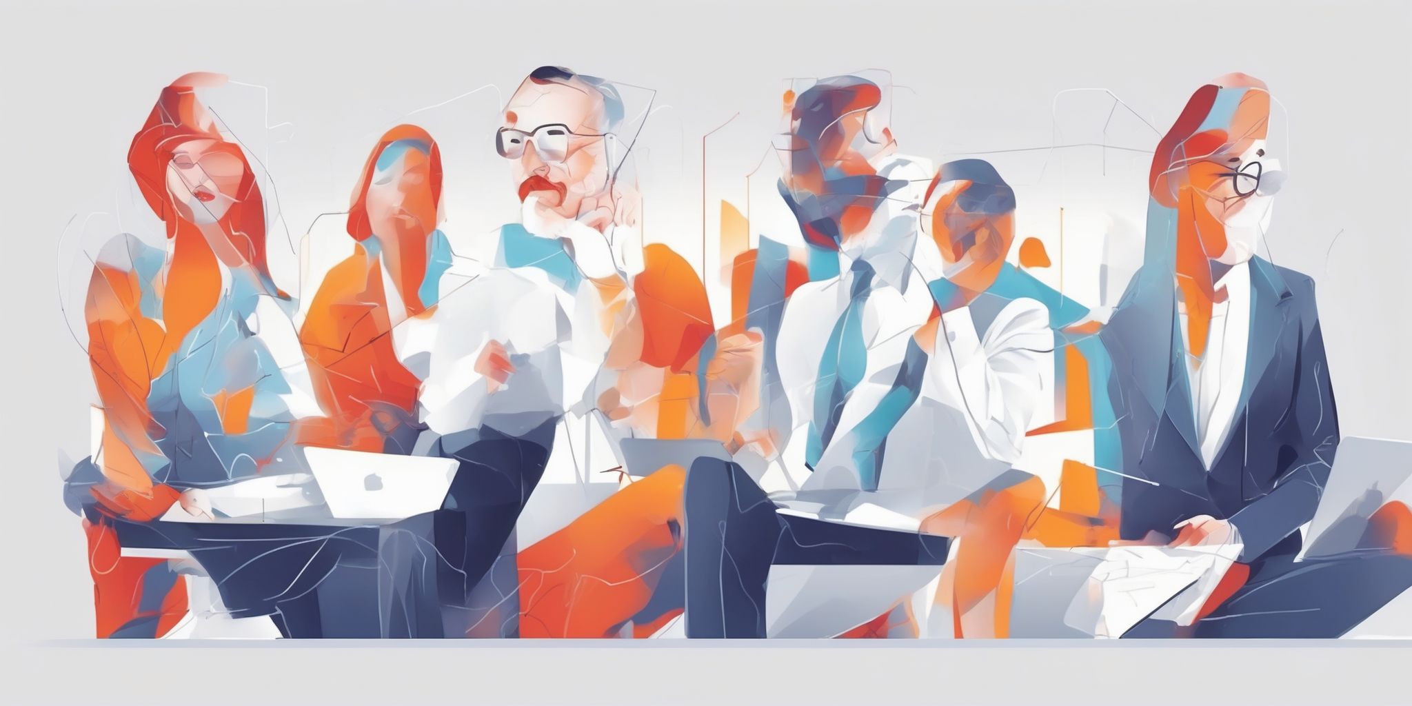 Business models in illustration style with gradients and white background
