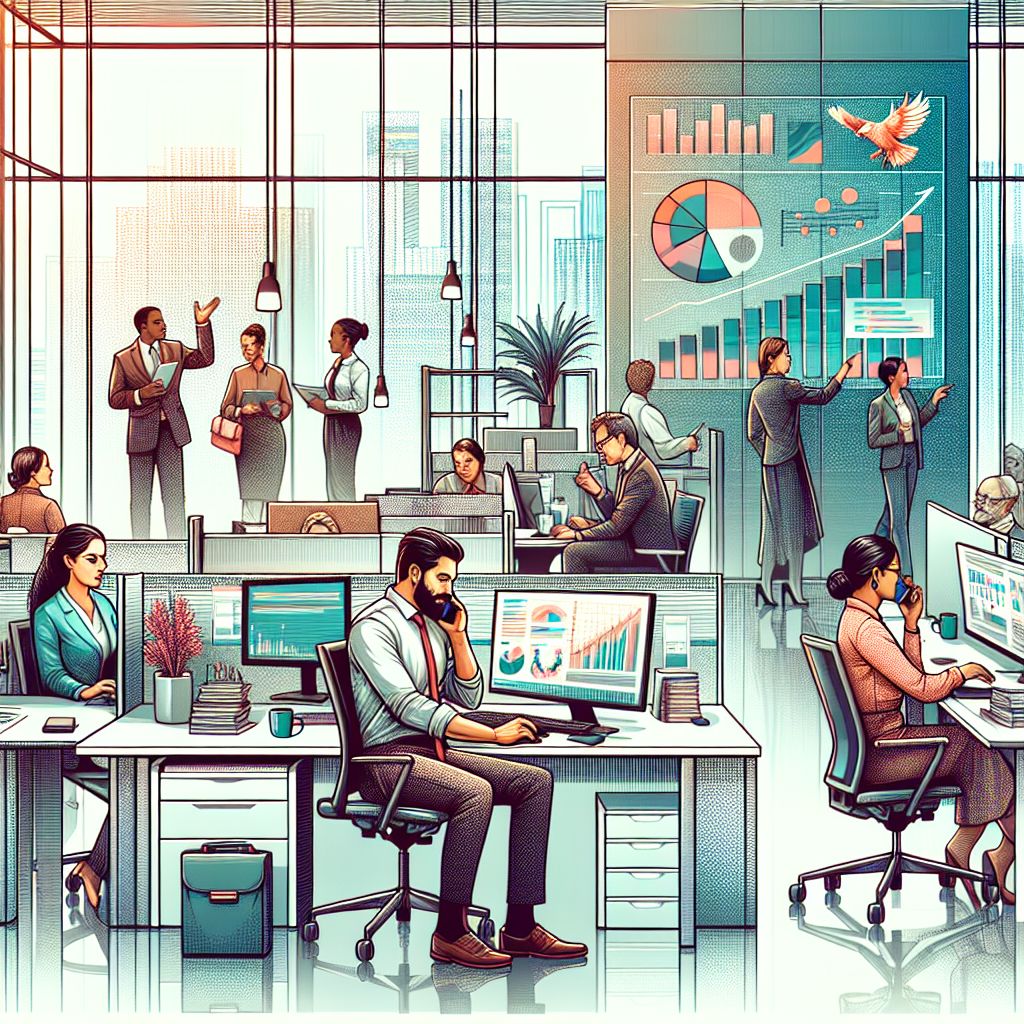 business in illustration style with gradients and white background