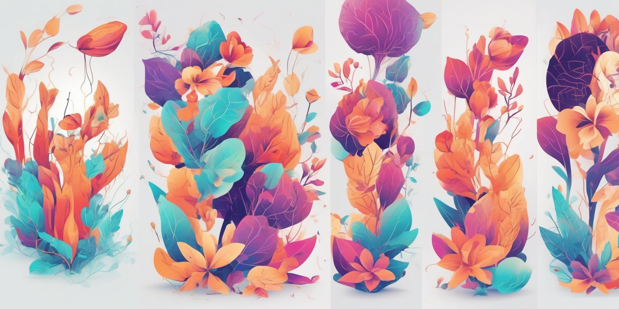 Examples in illustration style with gradients and white background