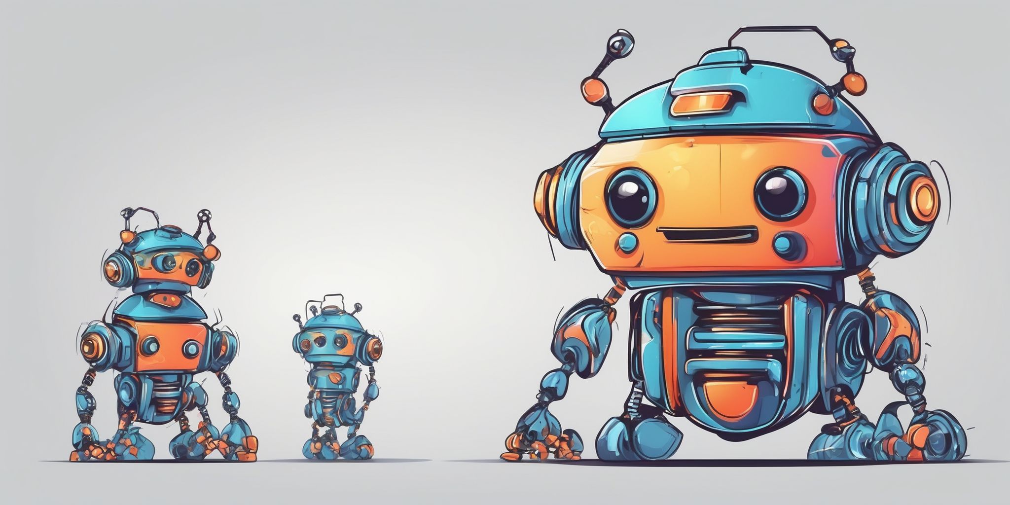Robot in illustration style with gradients and white background