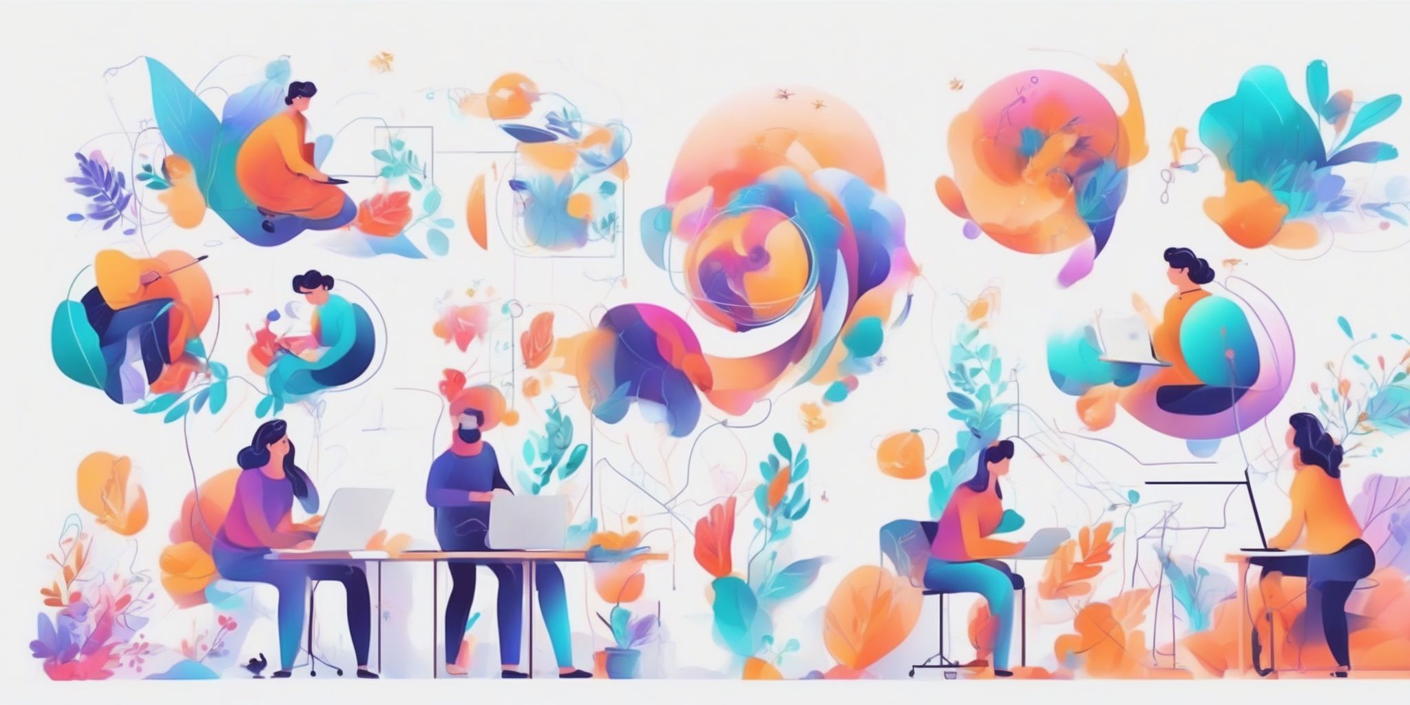 Creative process in illustration style with gradients and white background
