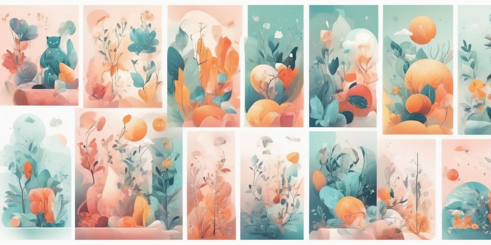 Categories in illustration style with gradients and white background