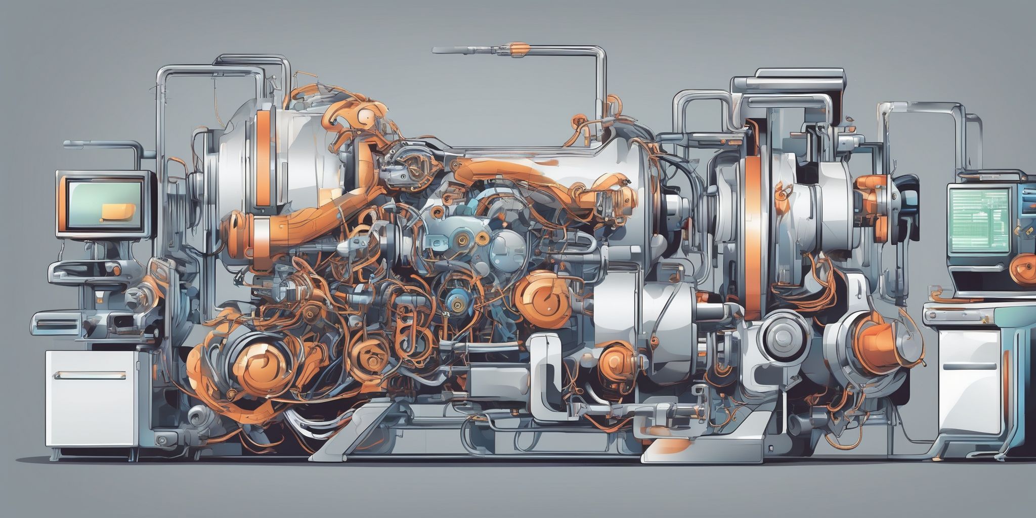 Machine in illustration style with gradients and white background