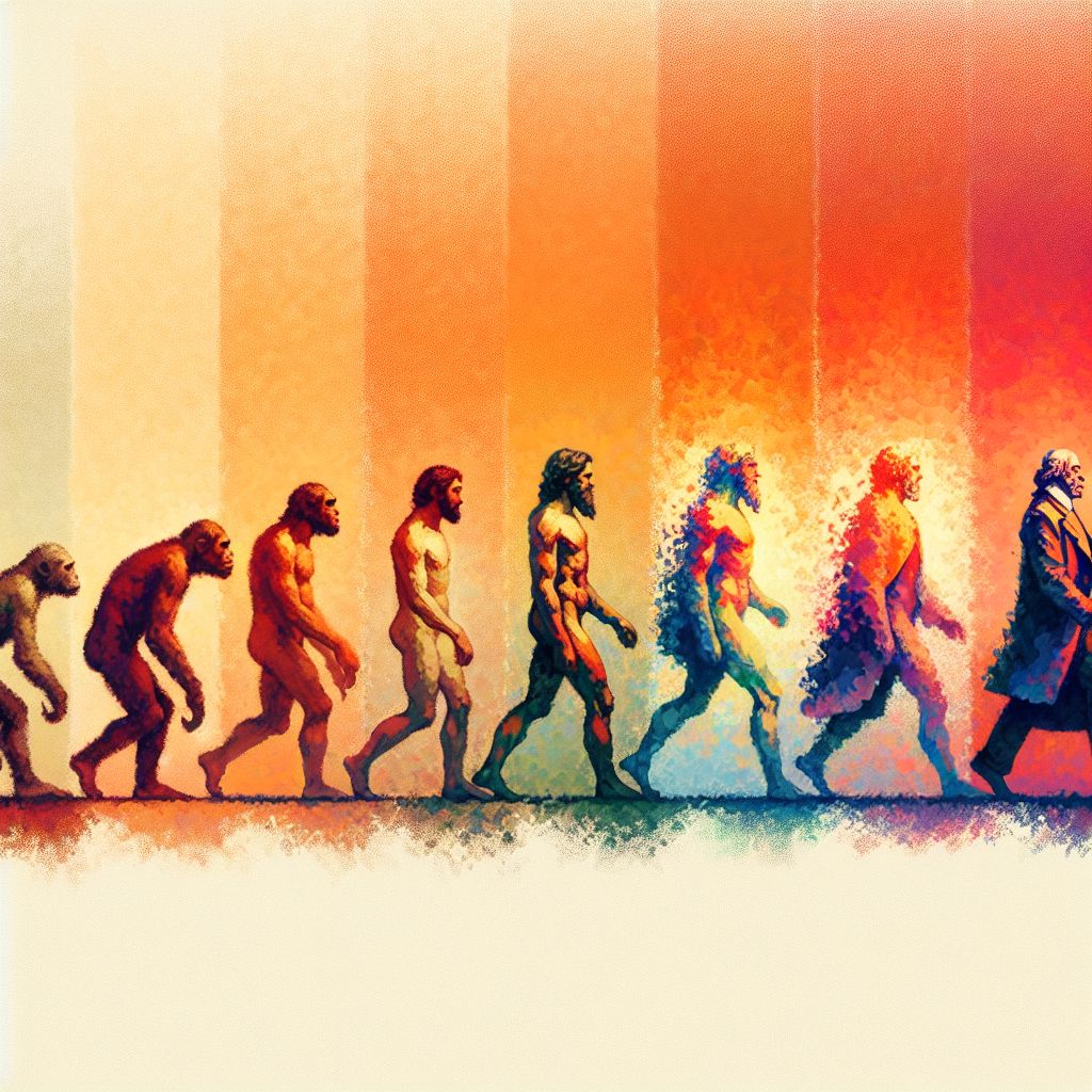 Evolution in illustration style with gradients and white background
