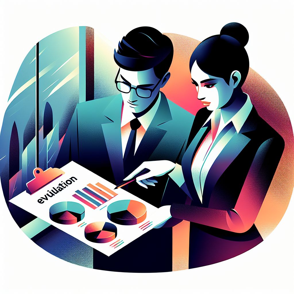 Evaluation in illustration style with gradients and white background