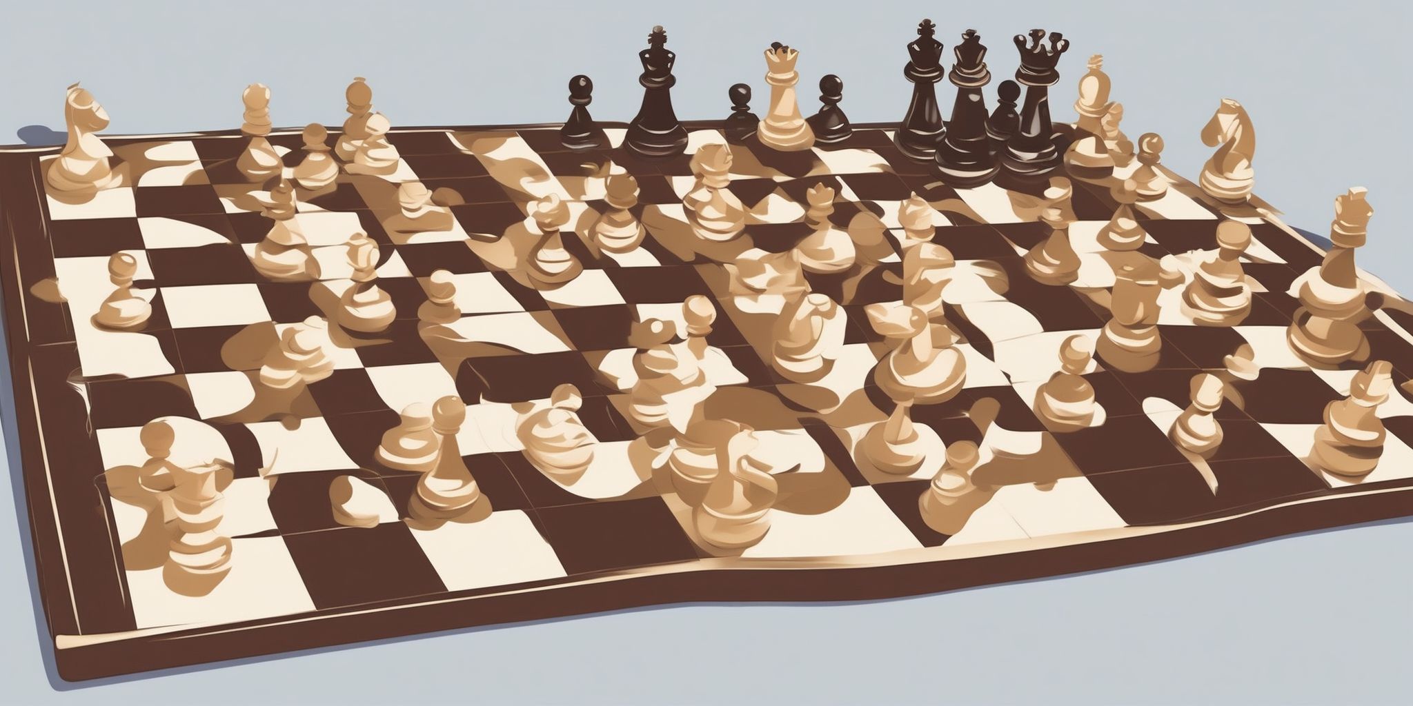 Chess board in illustration style with gradients and white background