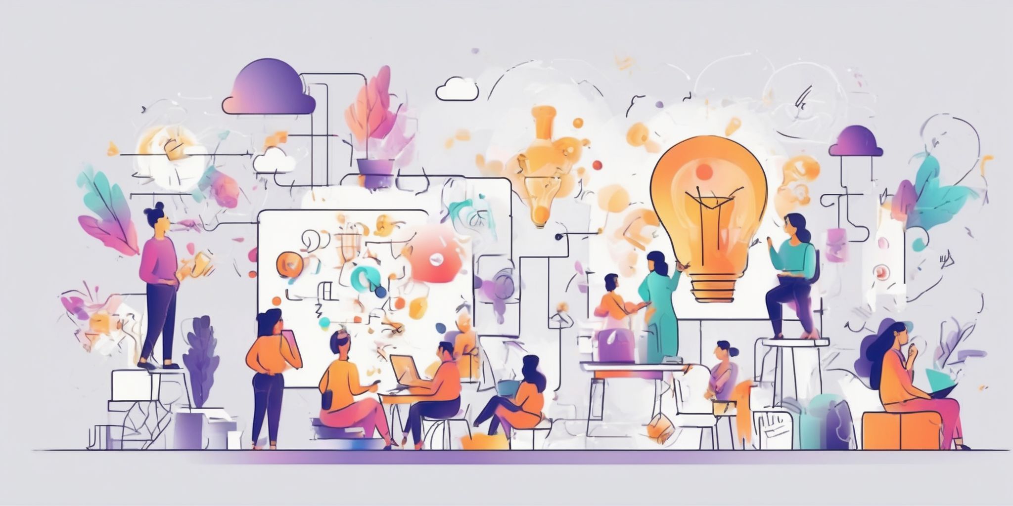 Idea generation in illustration style with gradients and white background