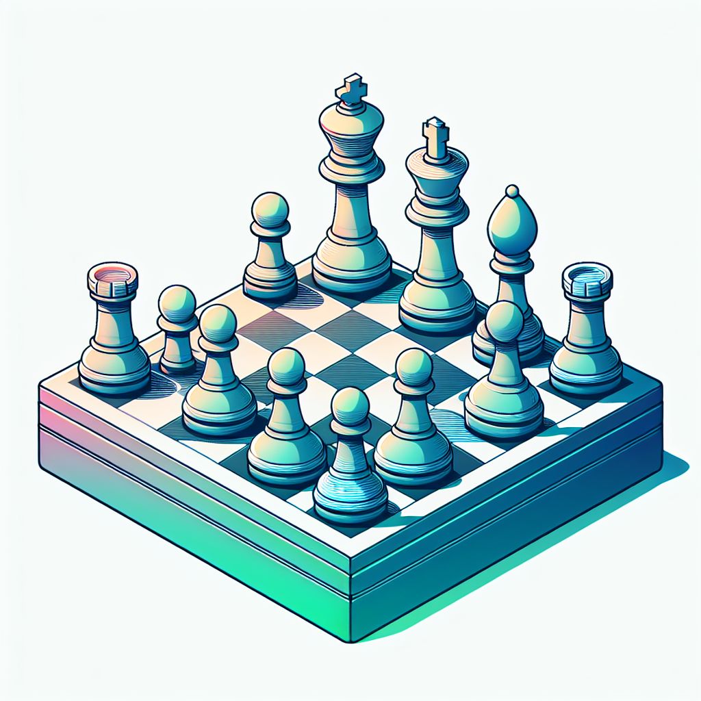 Chessboard in illustration style with gradients and white background