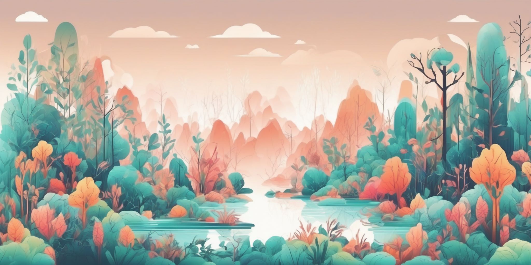 Ecosystem in illustration style with gradients and white background