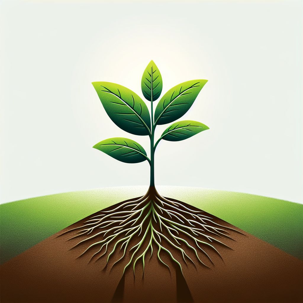 Seedling in illustration style with gradients and white background