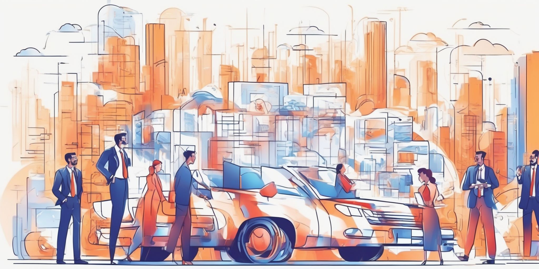 business model in illustration style with gradients and white background