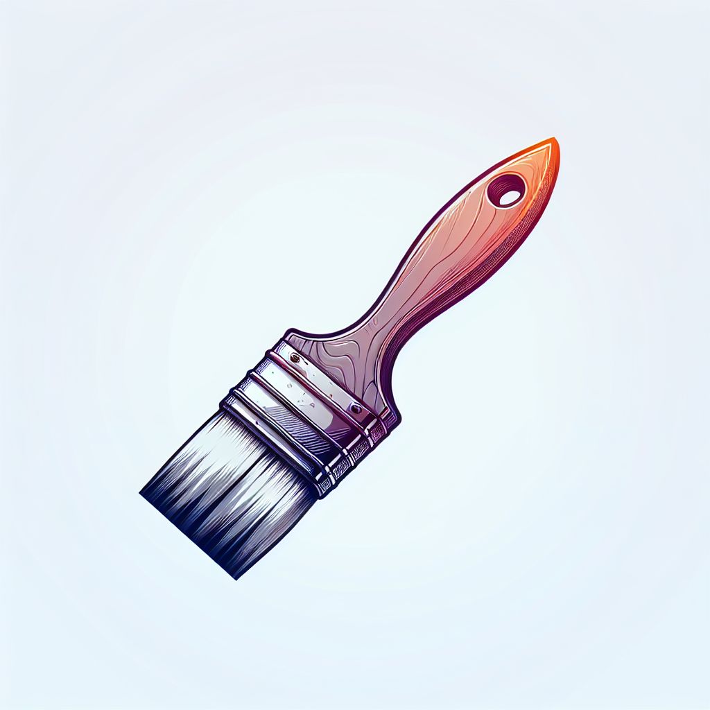 Paintbrush in illustration style with gradients and white background