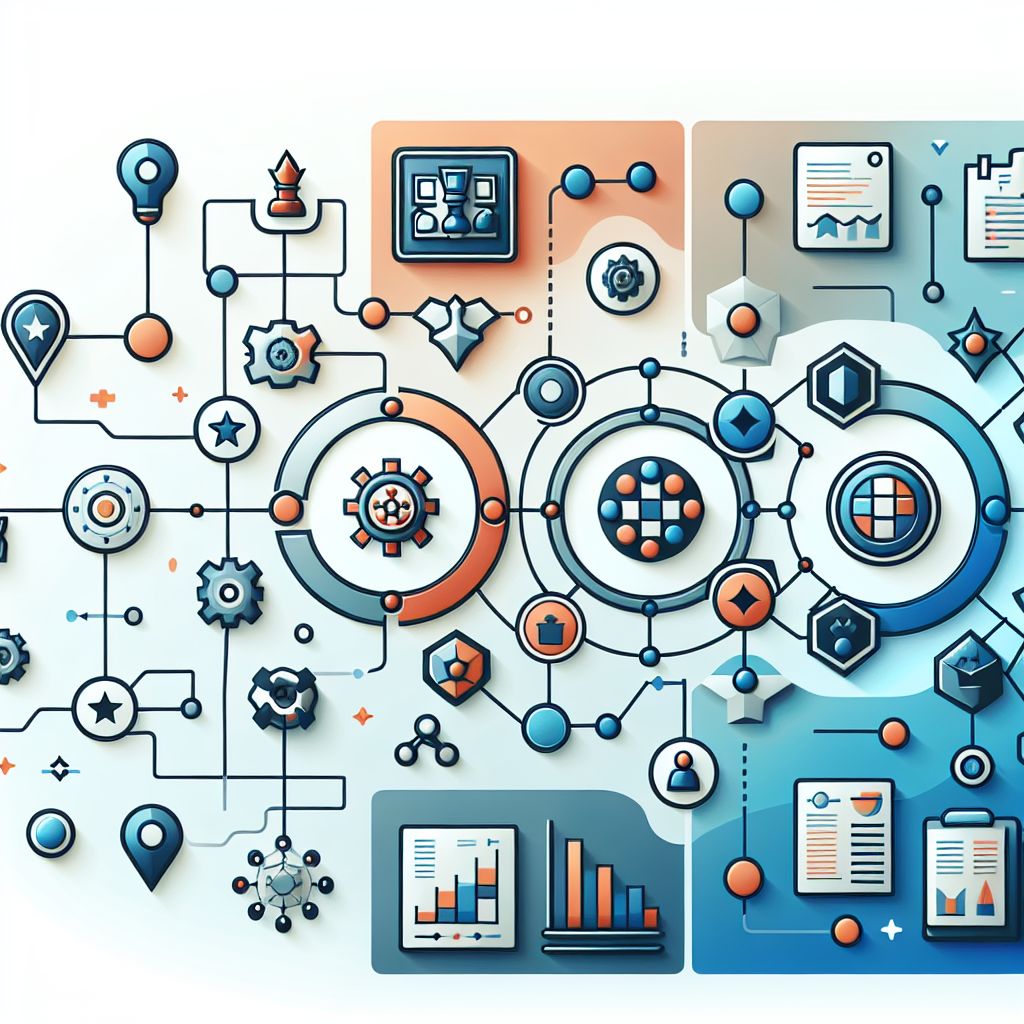 Strategy in illustration style with gradients and white background