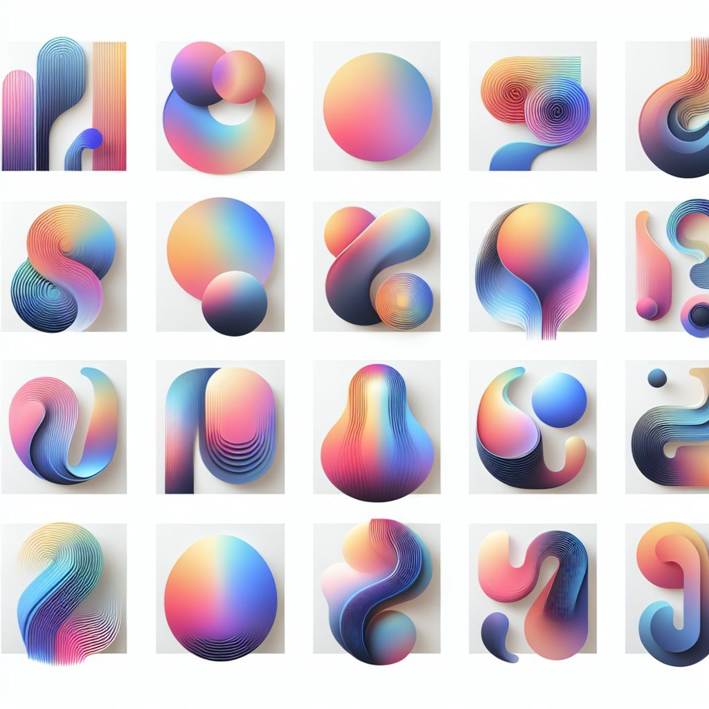 examples in illustration style with gradients and white background