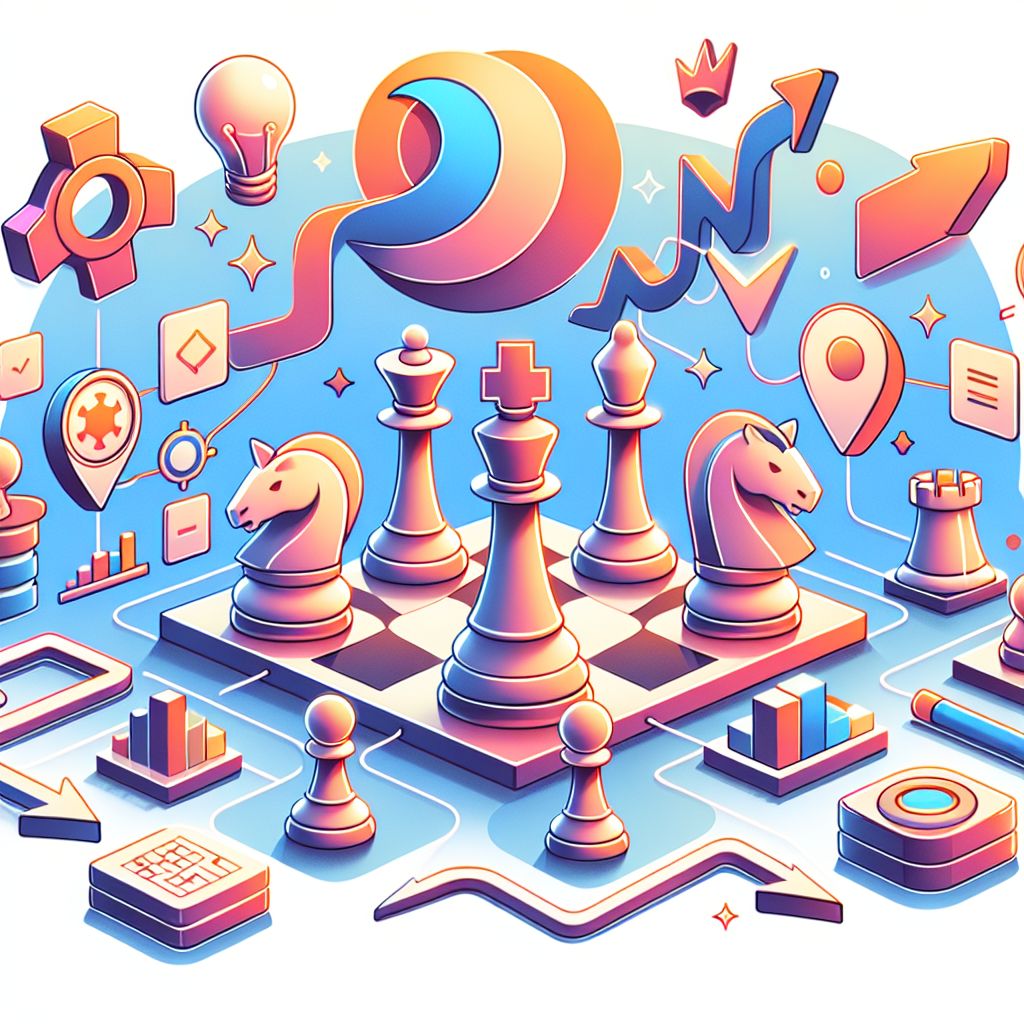 strategies in illustration style with gradients and white background