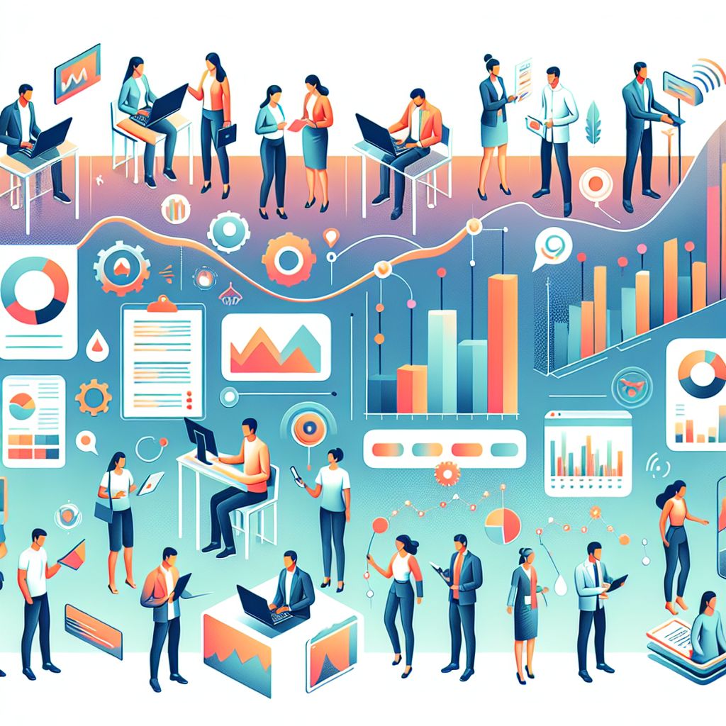 Survey data collection in illustration style with gradients and white background