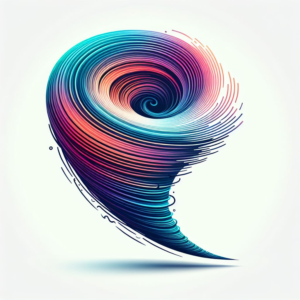Whirlwind in illustration style with gradients and white background