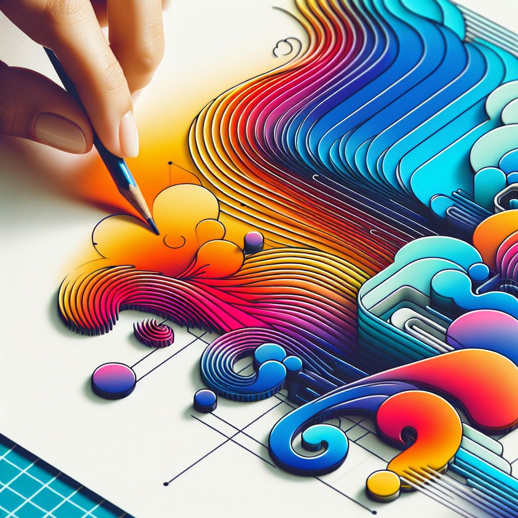 creativity in illustration style with gradients and white background