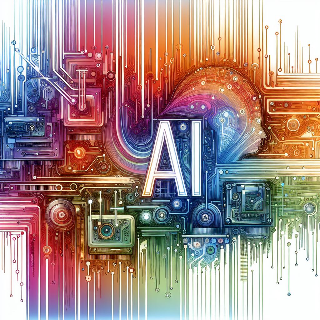 AI in illustration style with gradients and white background