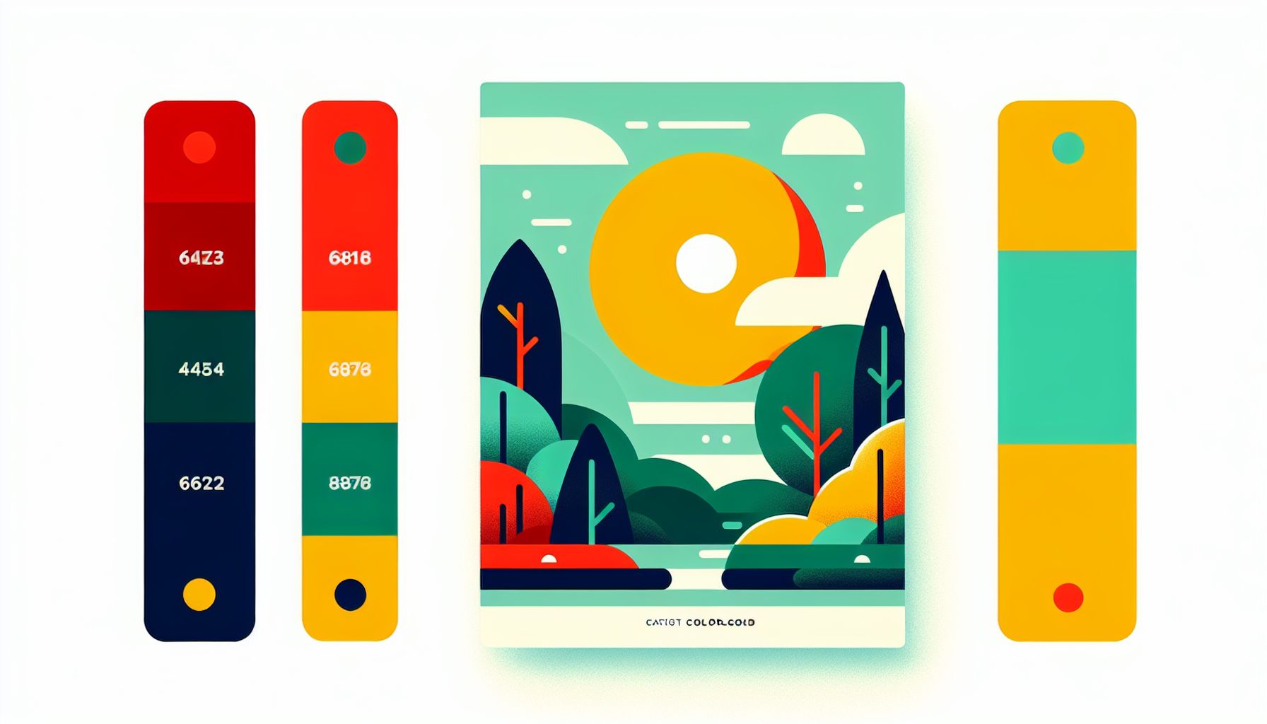 Report in flat illustration style and white background, red #f47574, green #88c7a8, yellow #fcc44b, and blue #645bc8 colors.