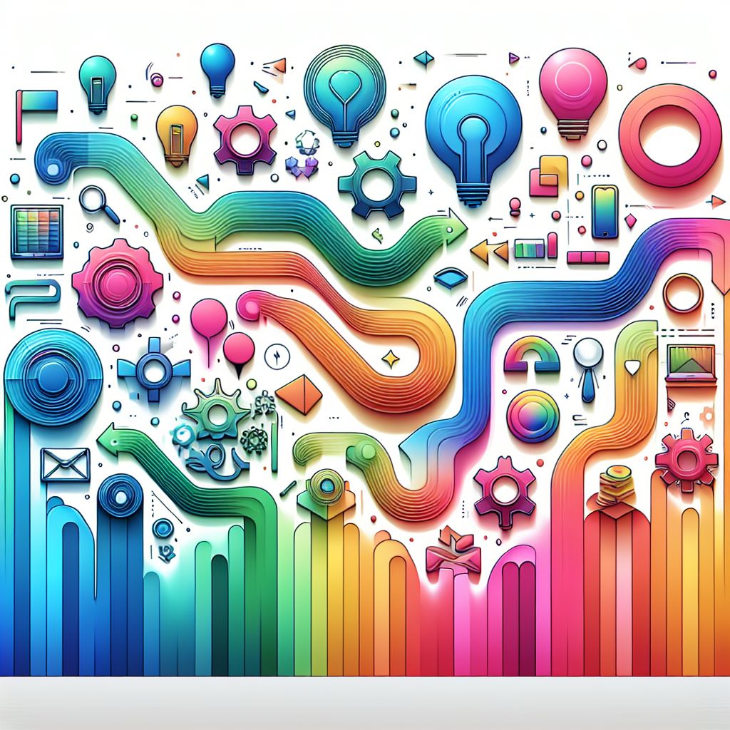 Methods in illustration style with gradients and white background