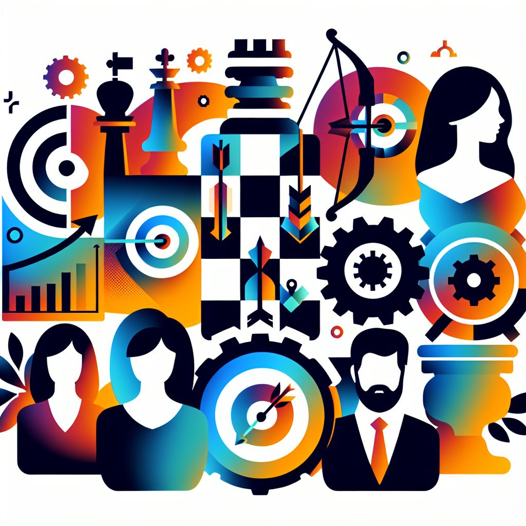 align business strategy in illustration style with gradients and white background