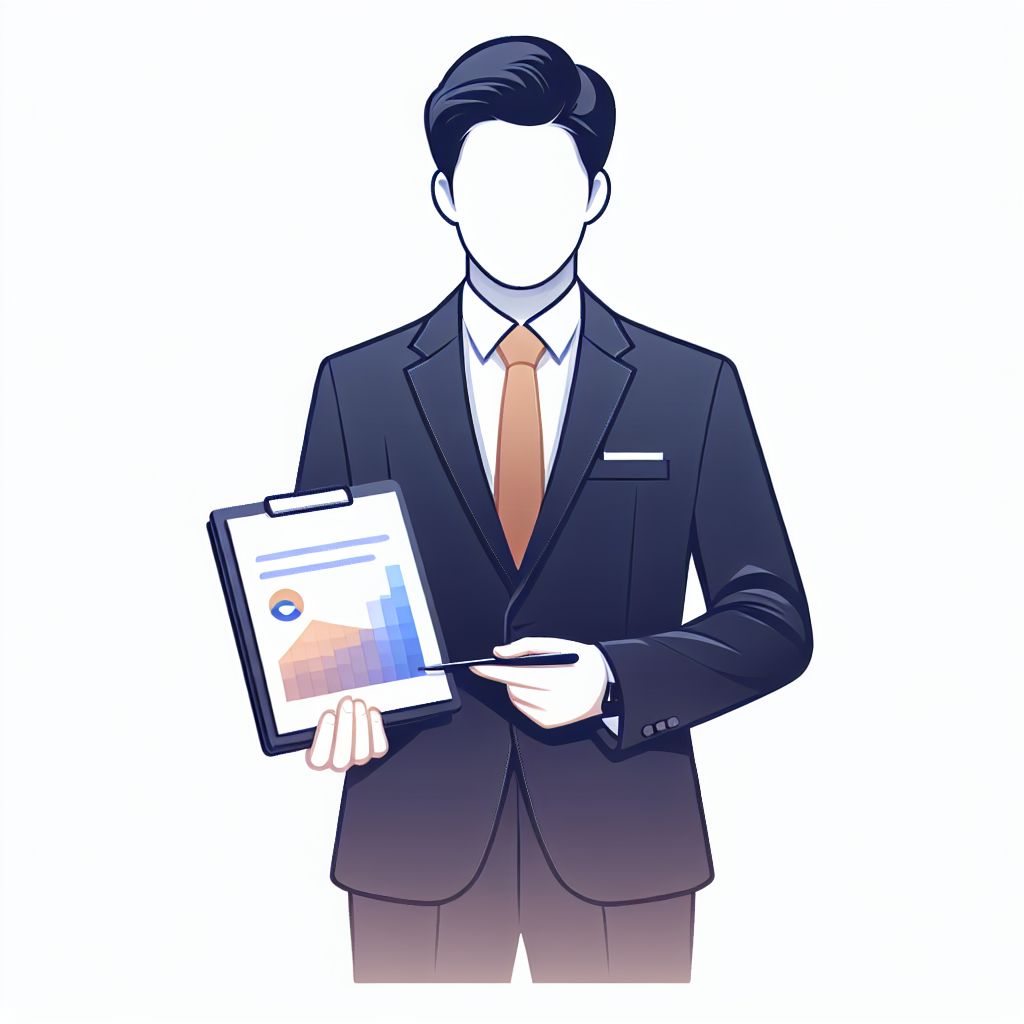 Consultant in illustration style with gradients and white background