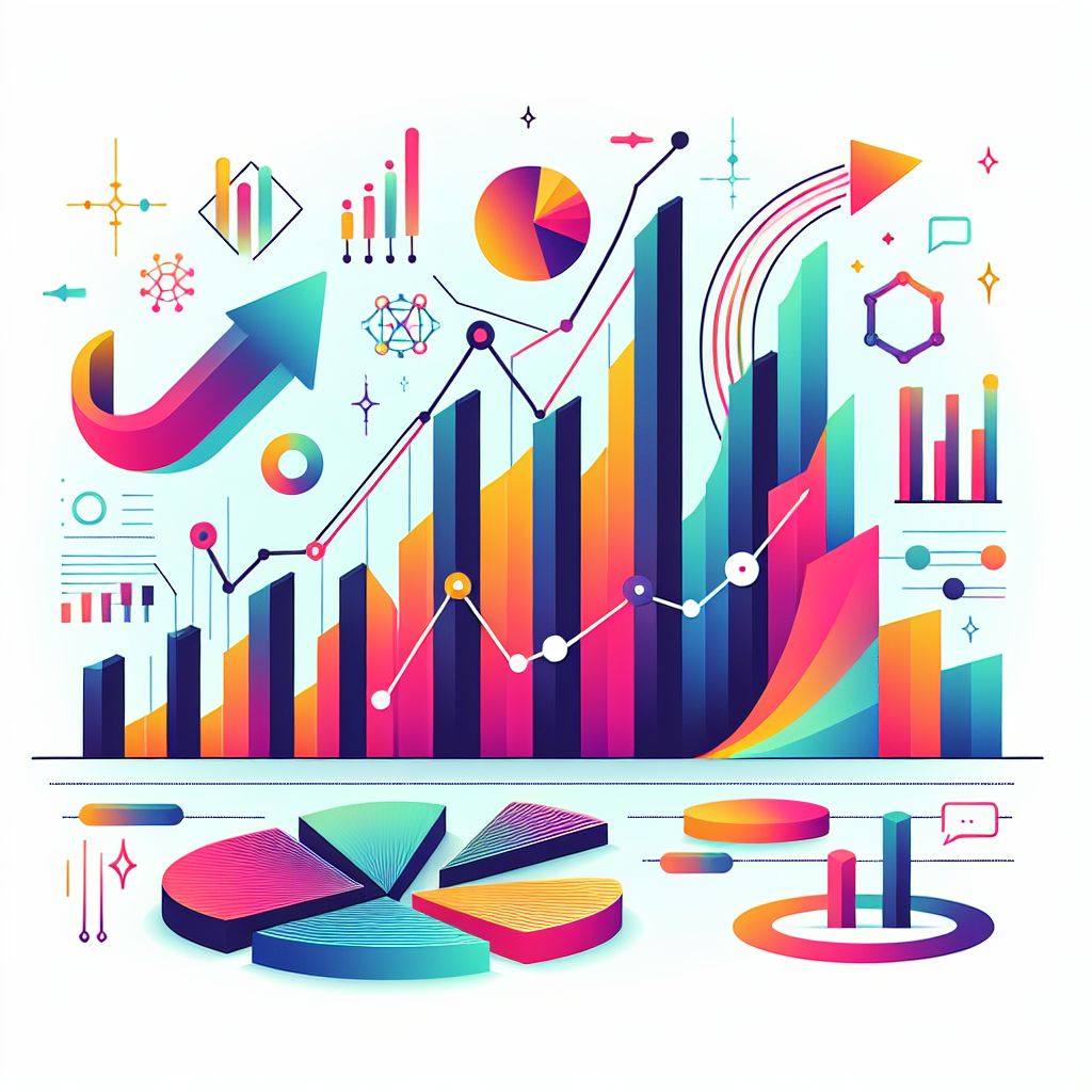 Market trends in illustration style with gradients and white background
