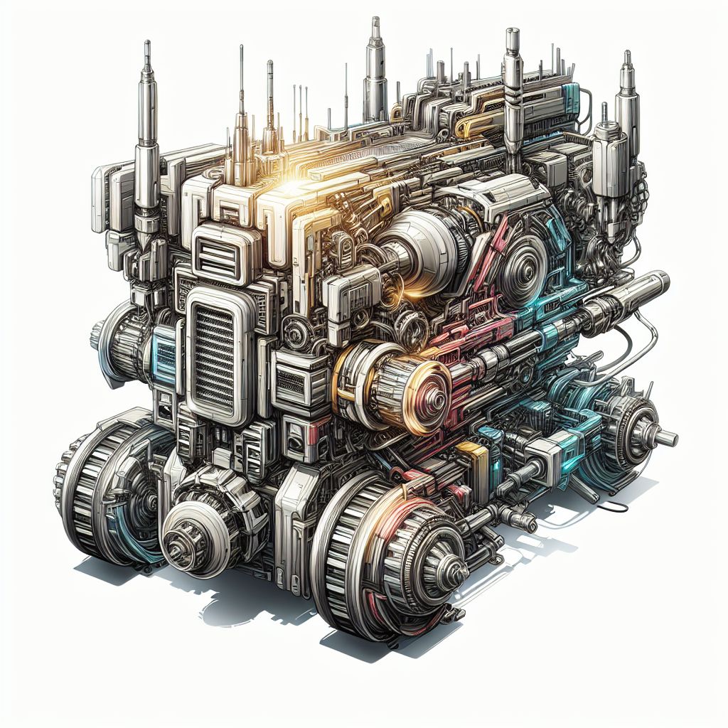 Transformer in illustration style with gradients and white background