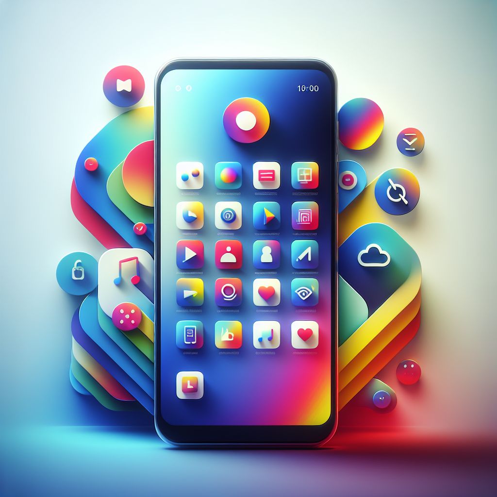 mobile app in illustration style with gradients and white background