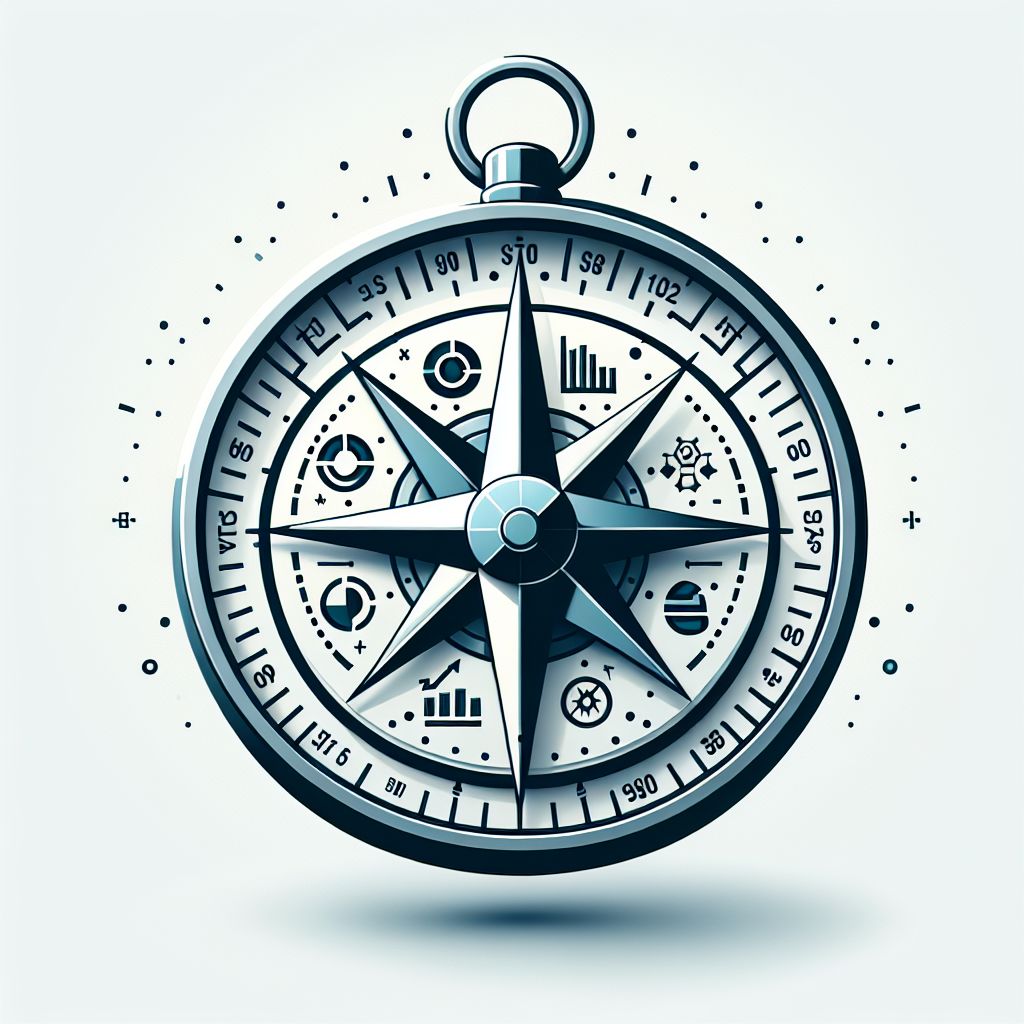 Data compass in illustration style with gradients and white background